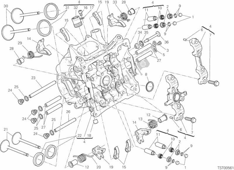 Alle onderdelen voor de Horizontale Kop van de Ducati Superbike 959 Panigale ABS 2016